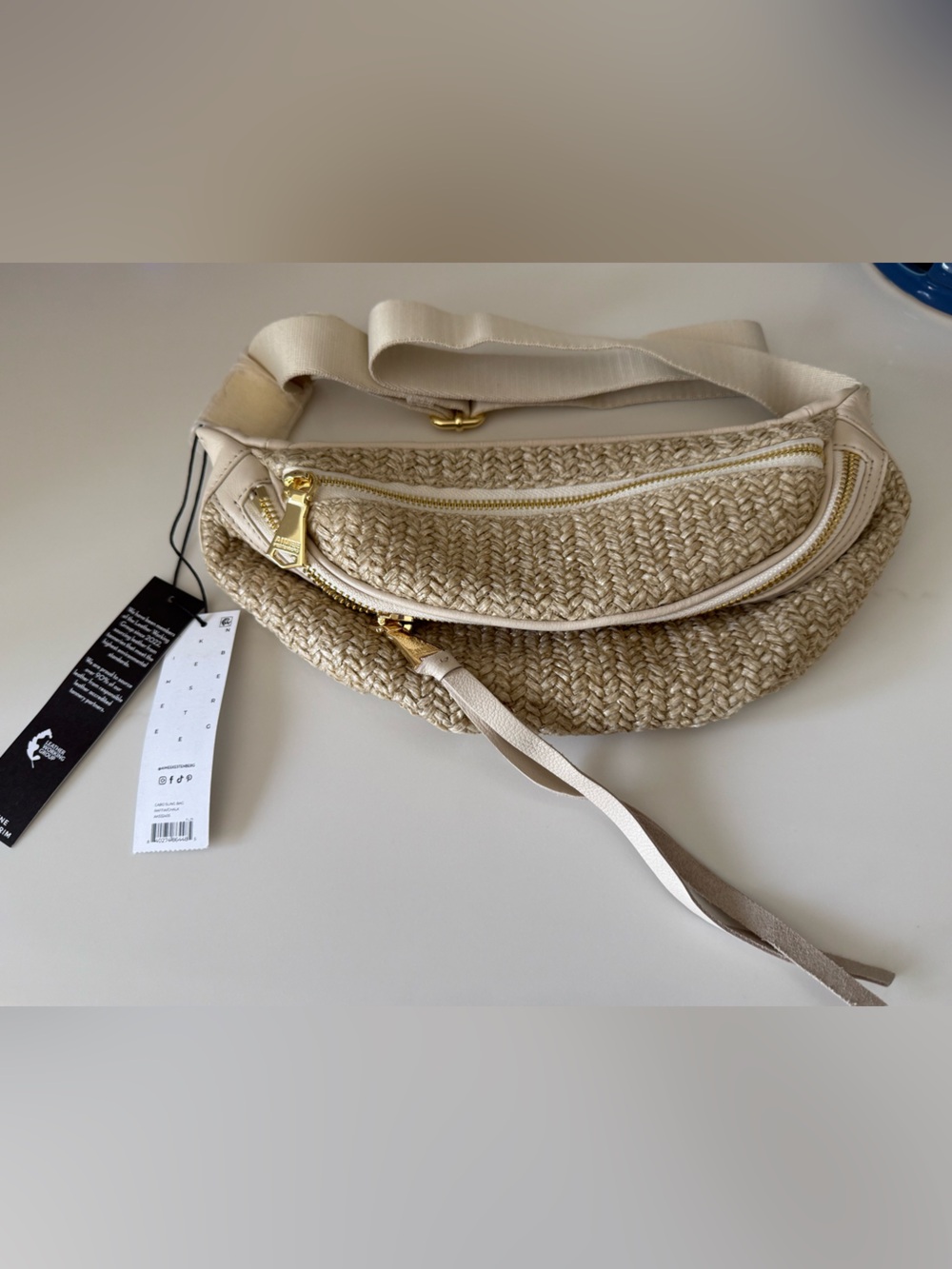NWT AIMEE KESTENBERG CABO WOVEN SLING IN RAFFIA/NATURAL